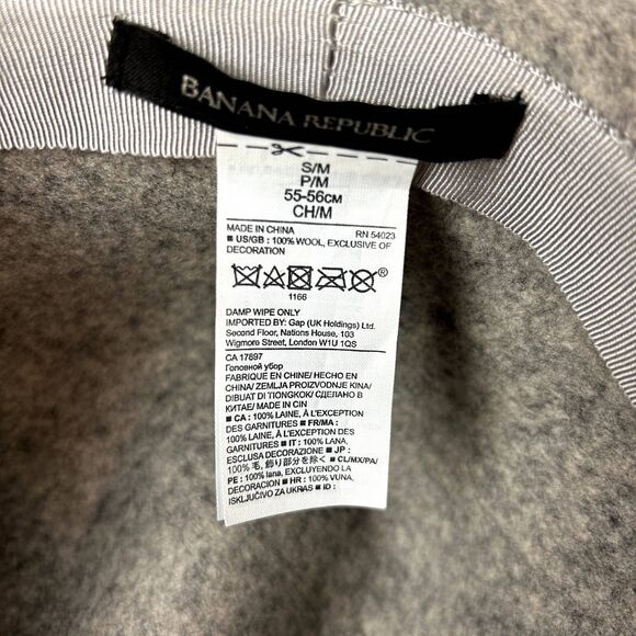 Banana Republic Felt Fedora Hat 100% Wool Grey Size S/M - Picture 7 of 9